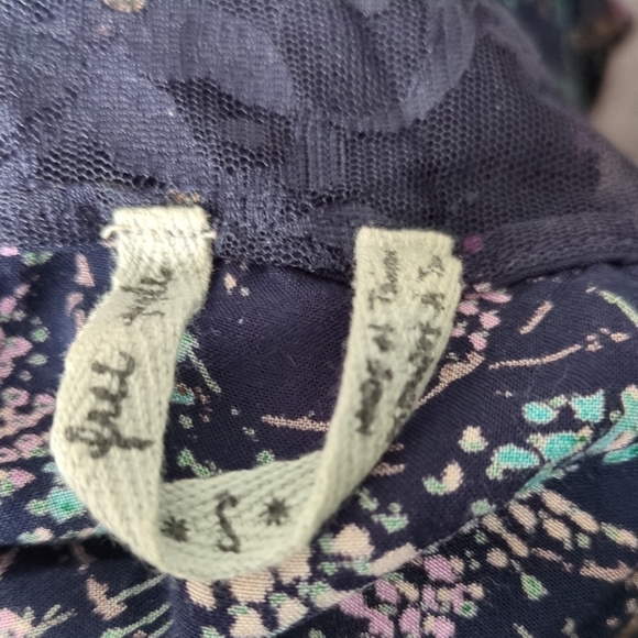 Free People Lupine Navy Sleeveless Lace Open Side Floral Dress Small Boho - Picture 7 of 9